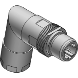 Cable connector M12, D-coded, 4pol, 100°, pin contact