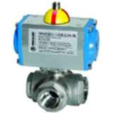 Stainless steel ball valves, 3-way, with double-acting actuator, L-bore