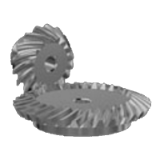 Conical spiral toothed gears ratio 1:2 module 2,5 - Conical spiral toothed gears