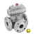 Modèle 50242 / 50243 - 3-way ball valve with flanged passage in L (58229) or in T (58227) with pneumatic stainless steel cylinder (50802)