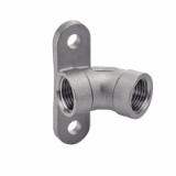 Model 5284 - Female / female elbow 45°, 60°, 75° or 90° with fixing plate (casting) - stainless steel 316