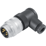 Male angled connector with die-cast threaded ring, cable aperture 6-8mm