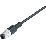 Male cable connector, overmolded, PVC grey, unshielded, UL