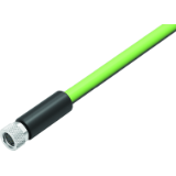 Female cable connector, moulded on cable, Ethernet cable,  PUR green, shielded