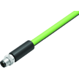 Male cable connector, moulded on cable, Ethernet cable,  PUR green, shielded