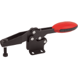 B0382 - Toggle clamps horizontal with flat foot and adjustable clamping spindle