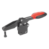 B0387 - Toggle clamps horizontal with safety interlock with straight foot and adjustable clamping spindle