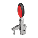 B0397 - Toggle clamps vertical with safety interlock with straight foot and adjustable clamping spindle, stainless steel