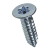 BN 11255 - Hexalobular (6 Lobe) socket flat head countersunk tapping screws with cone end type C (ISO 14586 C), zinc plated blue