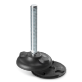 P916 - MOUNTING FOOT WITH GROUND FIXING WITH ZINC PLATED STEEL STUD TYPE B - R12,5 AND NON SLIP BASE