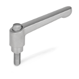 GN 911.3 - ELESA-Adjustable Stainless Steel Levers with Threaded Stud, for Tube Clamp Connectors / Linear Actuator Connectors