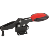K0660 - Toggle clamps horizontal with safety interlock with flat foot and adjustable clamping spindle