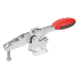 K0660 - Toggle clamps horizontal with flat foot and adjustable clamping spindle, stainless steel