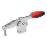 K0661 - Toggle clamps horizontal with safety interlock with straight foot and adjustable clamping spindle, stainless steel