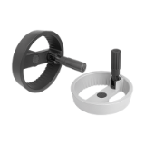 K1525 - 双辐式铝制手轮 带有可折叠的圆柱形手柄
