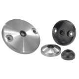 K0416 - Kruhové základny ke kloubovým nožkám ze zinkového tlakového odlitku nebo nerezové oceli